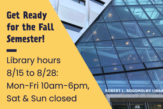 Library Hours Aug15 to Aug 28 2022 building entrance