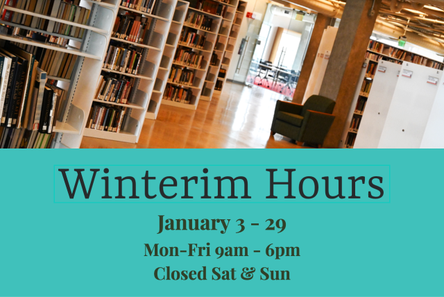 Winterim library hours with bold